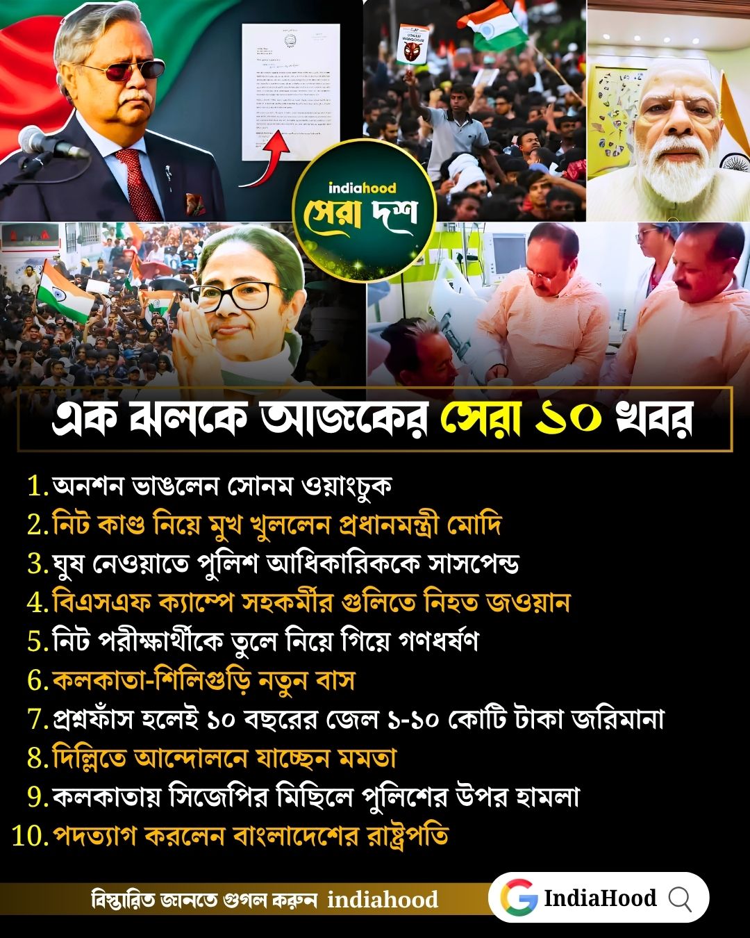 আজকের সেরা ১০ খবর
